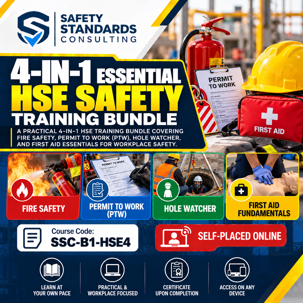 4-in-1 Essential HSE Safety Training Bundle online course